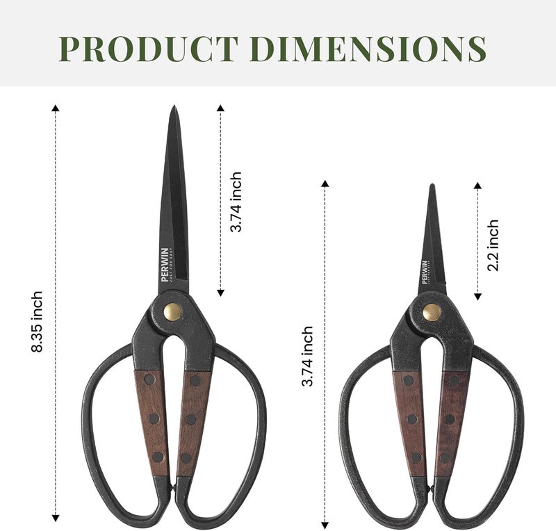 PERWIN Garden Flower Bonsai Scissors,Walnut Wide Handles Pruning Gardening Scissors Floral Shears for Gardening,Succulent Harvest, and Precision Plant Trimming Care - Image 2